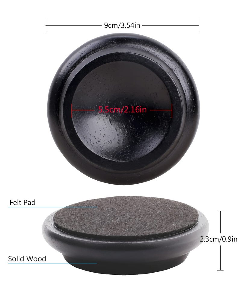 HilerPunk 4 Pcs Solid Wood Upright Piano Caster Cups Furniture Caster Cups HilerPunk Sofas Beds Chairs Wheel Caster Cups Pads with Non-Slip & Anti-Noise Felt Pads for Hardwood Floor Protectors-Black - Image 3